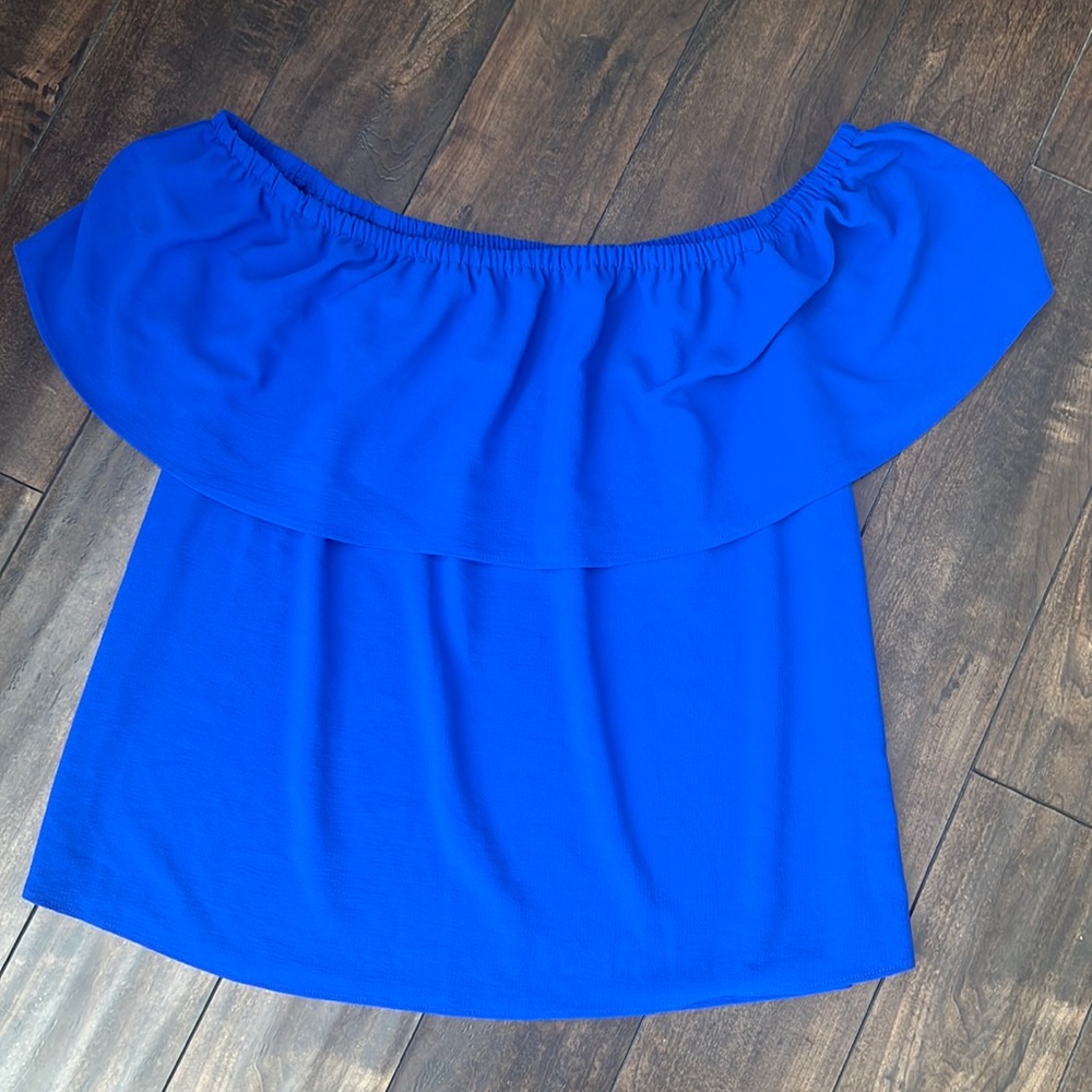 Off shoulder cobalt blue blouse